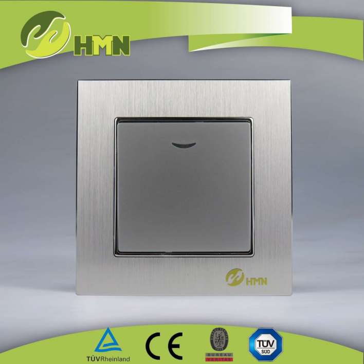 EU standard brushed aluminum wall switch