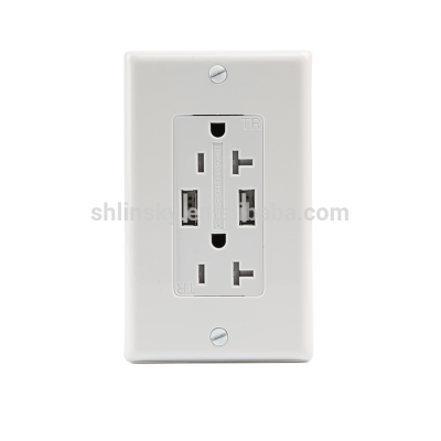 USB Outlet with 20A Duplex Receptacle 2 Port USB Wall Charger Socket